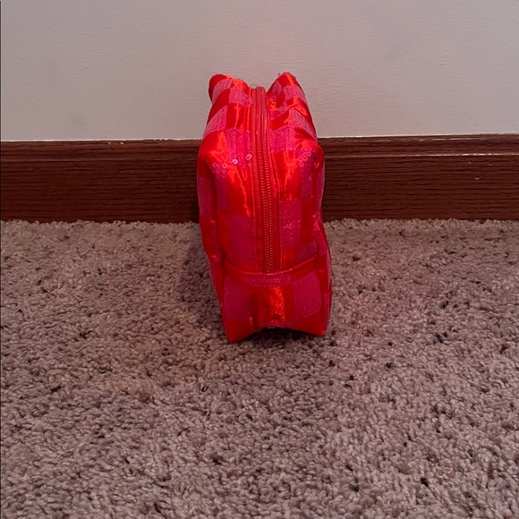 🌟5/$25 Sale🌟 Ulta Beauty Cosmetic Case Pink Orange Sequin Zipper Makeup Bag New - Picture 4 of 13